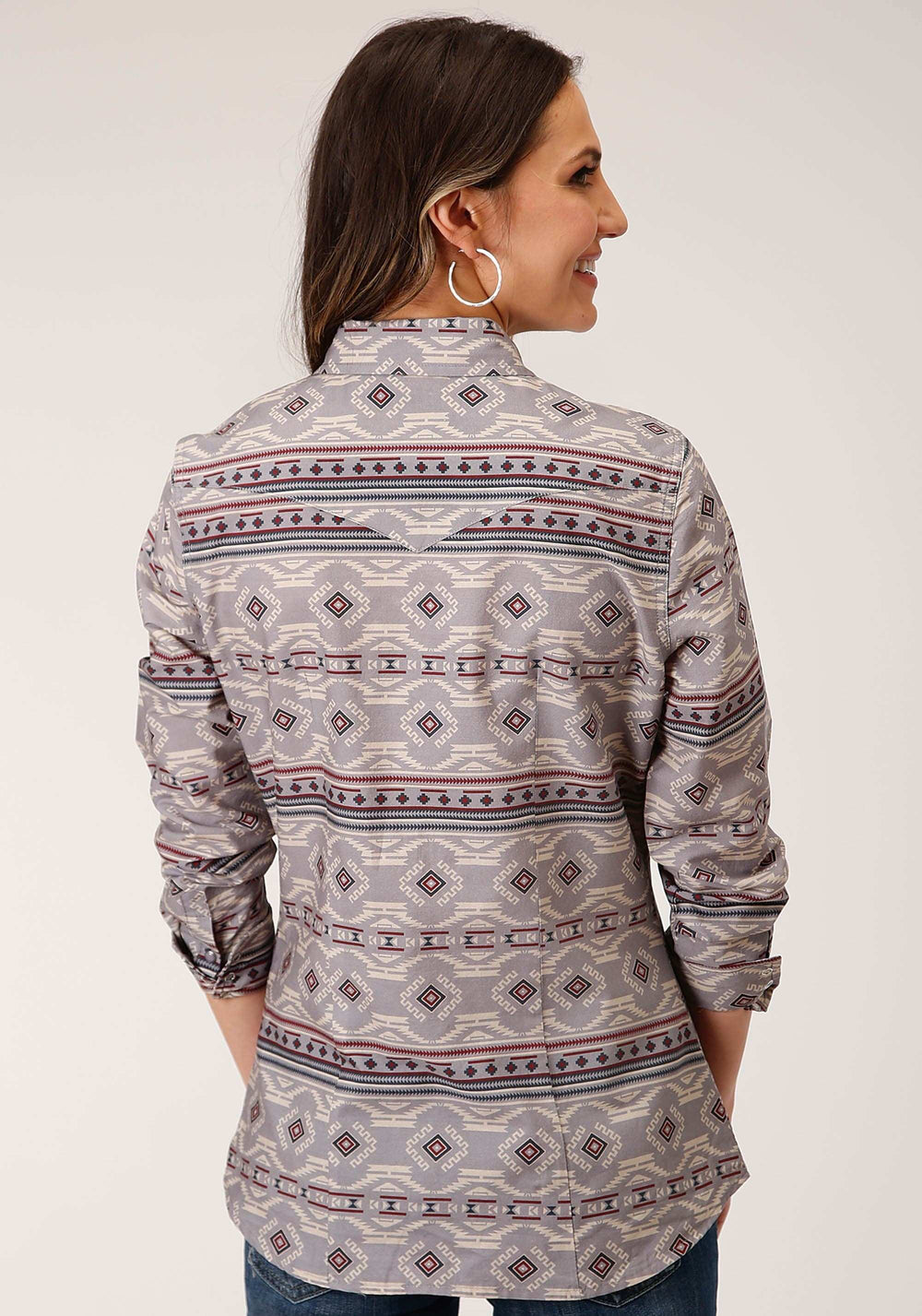 Roper Womens Long Sleeve Snap Blanket Aztec Print Western Shirt - Roper - Flyclothing LLC