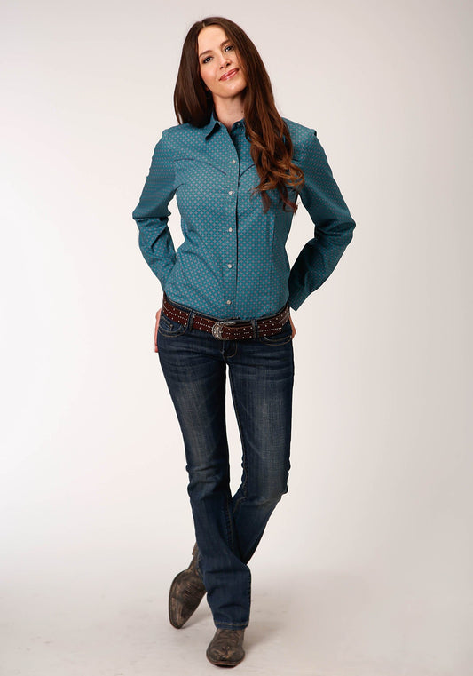 Roper Womens Long Sleeve Snap Circuit Foulard Western Shirt - Roper