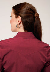 Roper Womens Long Sleeve Snap Black Fill Red Western Shirt