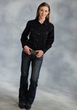 Roper Womens Black Solid Long Sleeve Western Snap Shirt - Roper