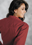 Roper Womens Red Solid Long Sleeve Western Snap Shirt - Roper