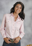Roper Womens Pink Solid Long Sleeve Western Snap Shirt - Roper