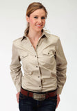 Roper Womens Tan Long Sleeve Western Snap Shirt - Roper