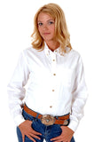Roper Womens White Solid Long Sleeve Western Button Shirt - Roper