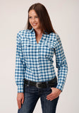 Roper Womens Long Sleeve Button New Stretch Check Western Shirt - Roper
