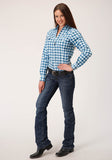 Roper Womens Long Sleeve Button New Stretch Check Western Shirt - Roper