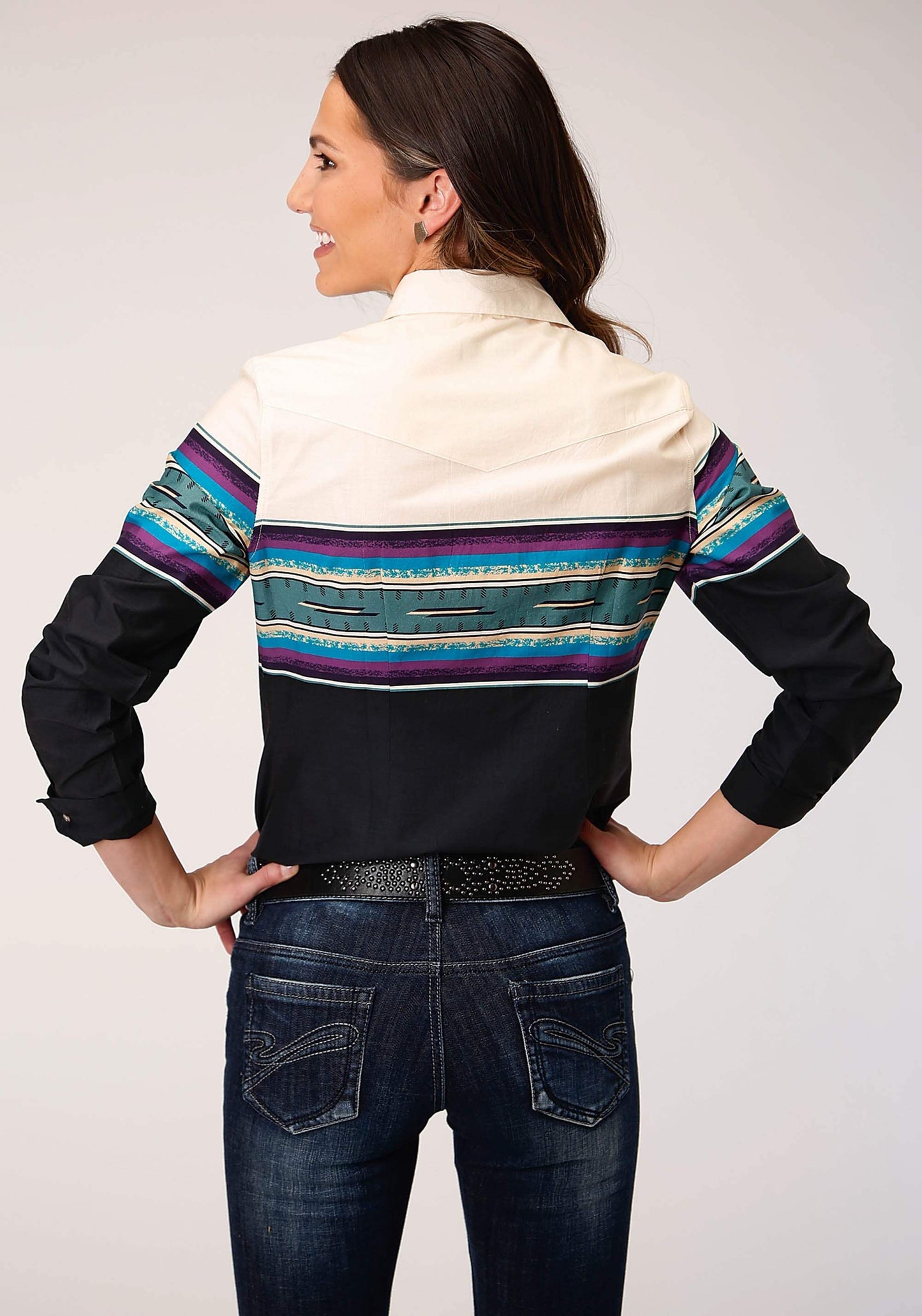Roper Womens Long Sleeve Snap Greenline Serape Border Western Shirt - Roper - Flyclothing LLC