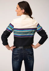 Roper Womens Long Sleeve Snap Greenline Serape Border Western Shirt - Roper