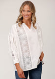 Roper Womens Long Sleeve 3 Qtr Sleeve Peasant Blouse - Roper
