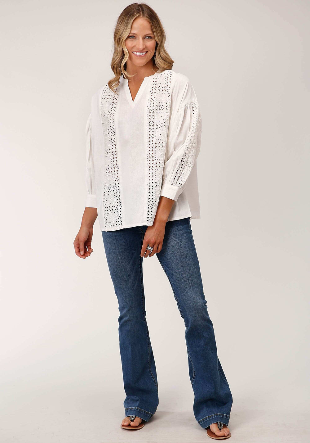 Roper Womens Long Sleeve 3 Qtr Sleeve Peasant Blouse - Roper - Flyclothing LLC