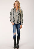 Roper Womens Long Sleeve Poly Crepe Vneck Placket Blouse - Roper