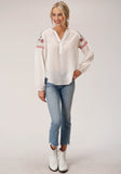 Roper Womens Long Sleeve Cotton Viscose Peasant Blouse - Roper