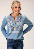 Roper Womens Long Sleeve Denim Shirt Blouse - Roper