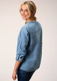Roper Womens Long Sleeve Denim Shirt Blouse - Roper