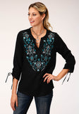 Roper Womens Long Sleeve Rayon Challis Peasant Blouse - Roper