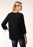 Roper Womens Long Sleeve Rayon Challis Peasant Blouse - Roper