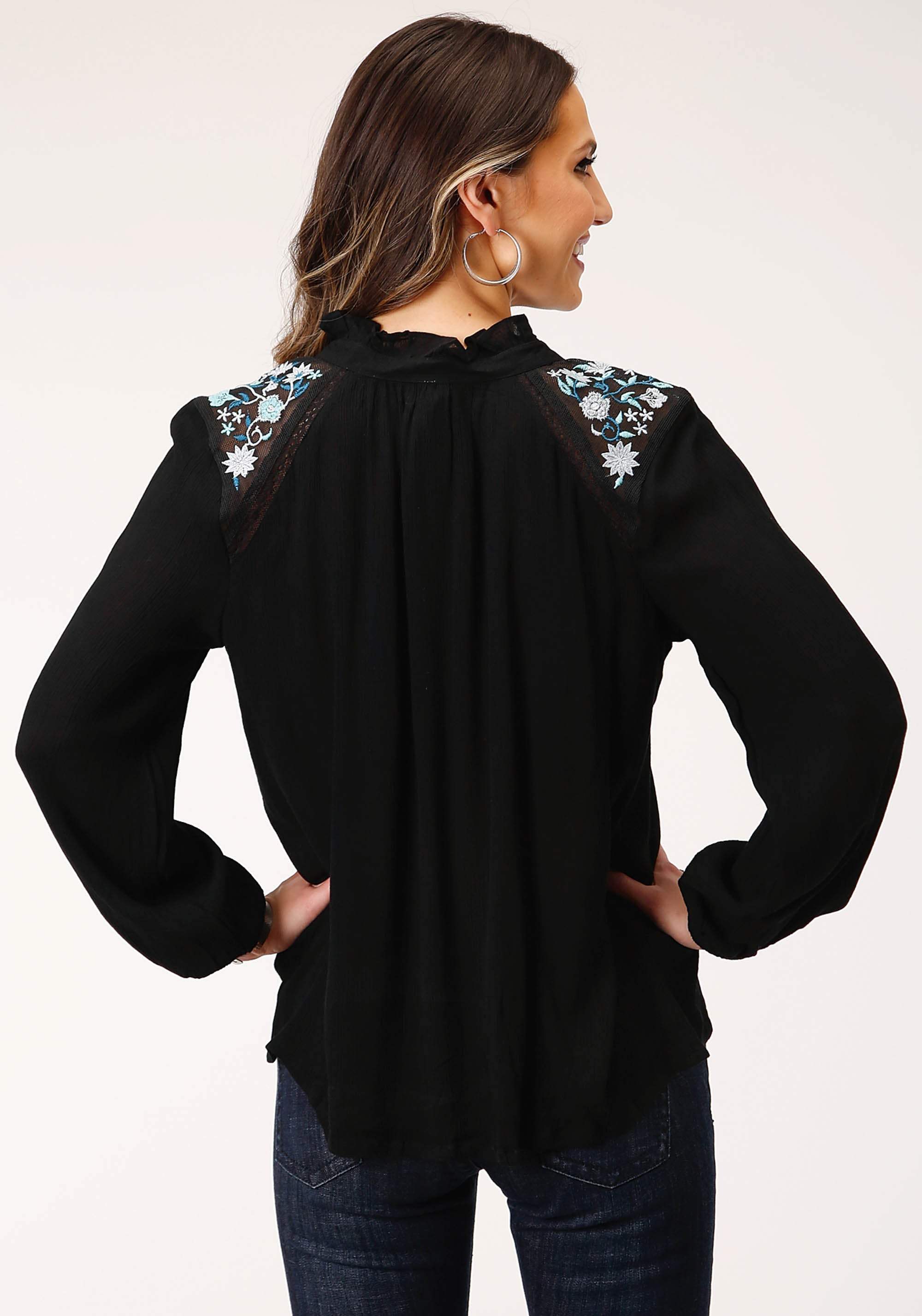 Roper Womens Long Sleeve Crinkle Rayon Blouse - Roper - Flyclothing LLC