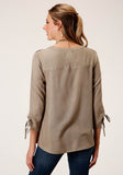 Roper Womens Long Sleeve Rayon Challis Peasant Blouse - Roper