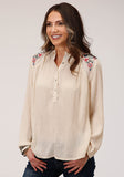 Roper Womens Long Sleeve Crinkle Rayon Blouse - Roper