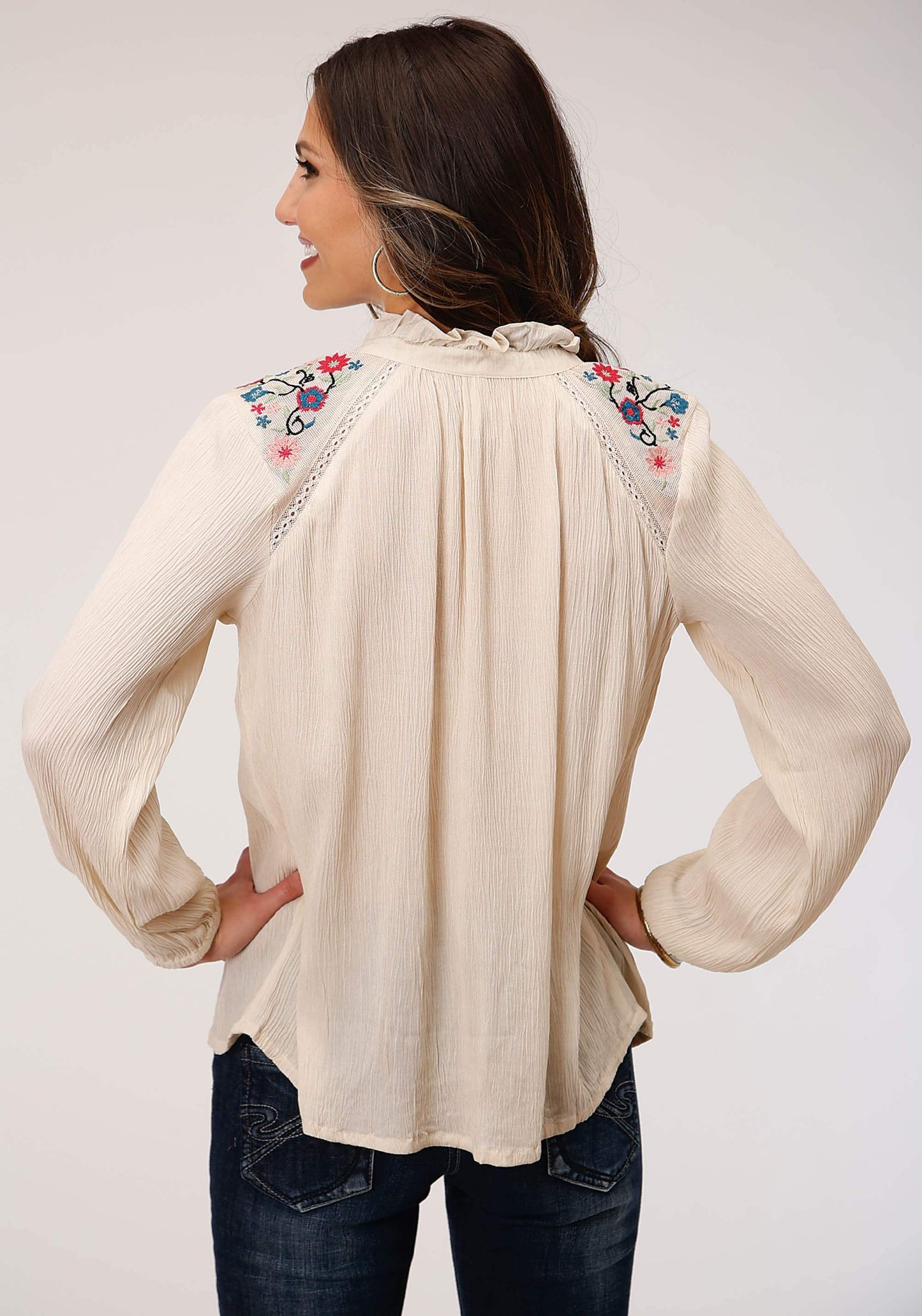 Roper Womens Long Sleeve Crinkle Rayon Blouse - Roper - Flyclothing LLC
