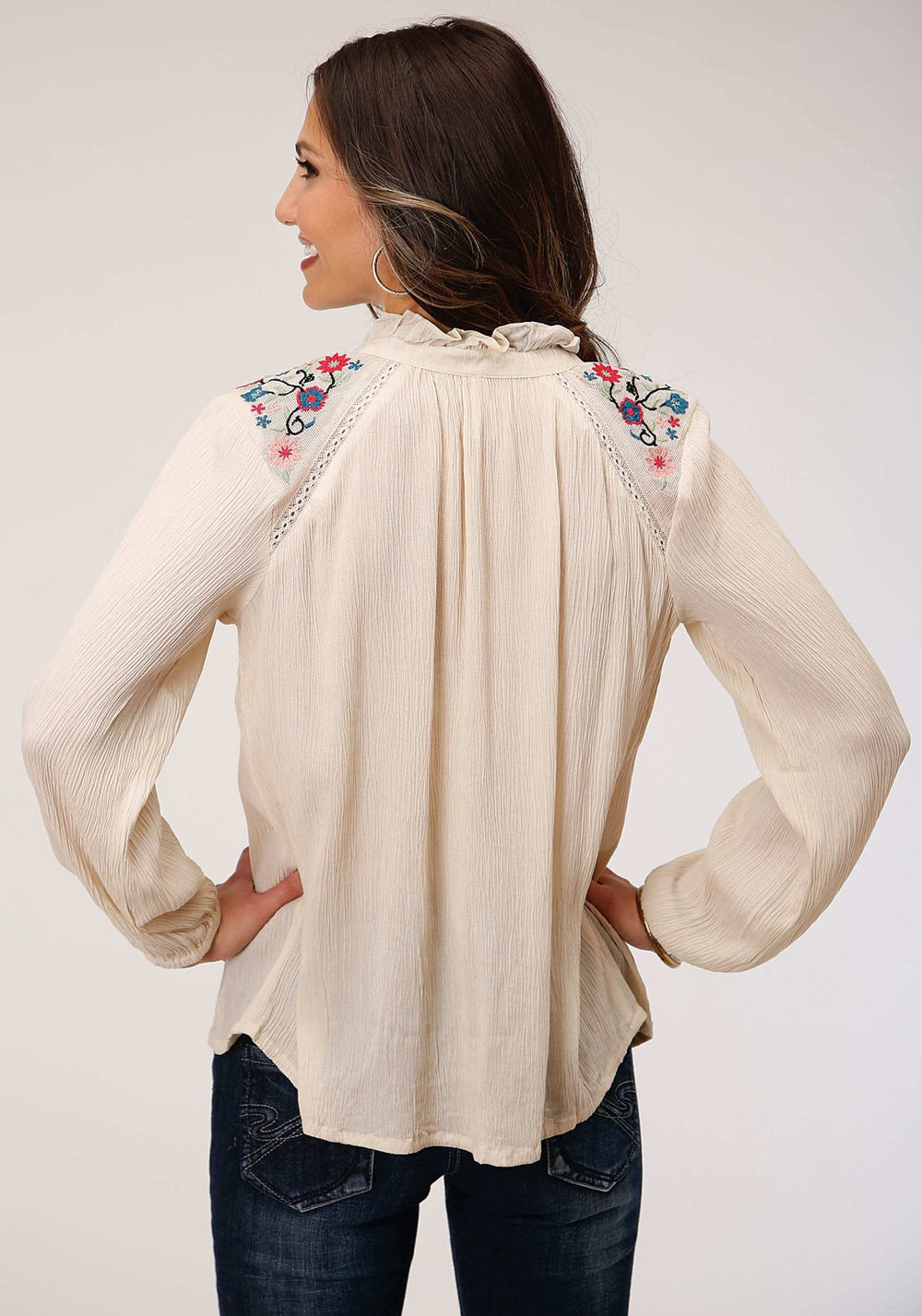 Roper Womens Long Sleeve Crinkle Rayon Blouse - Roper - Flyclothing LLC