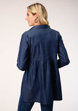 Roper Womens Long Sleeve Indigo Denim Tunic Blouse - Roper