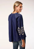Roper Womens Long Sleeve Indigo Denim Blouse - Roper
