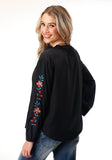 Roper Womens Long Sleeve Black Poly Vneck Peasant Blouse - Roper