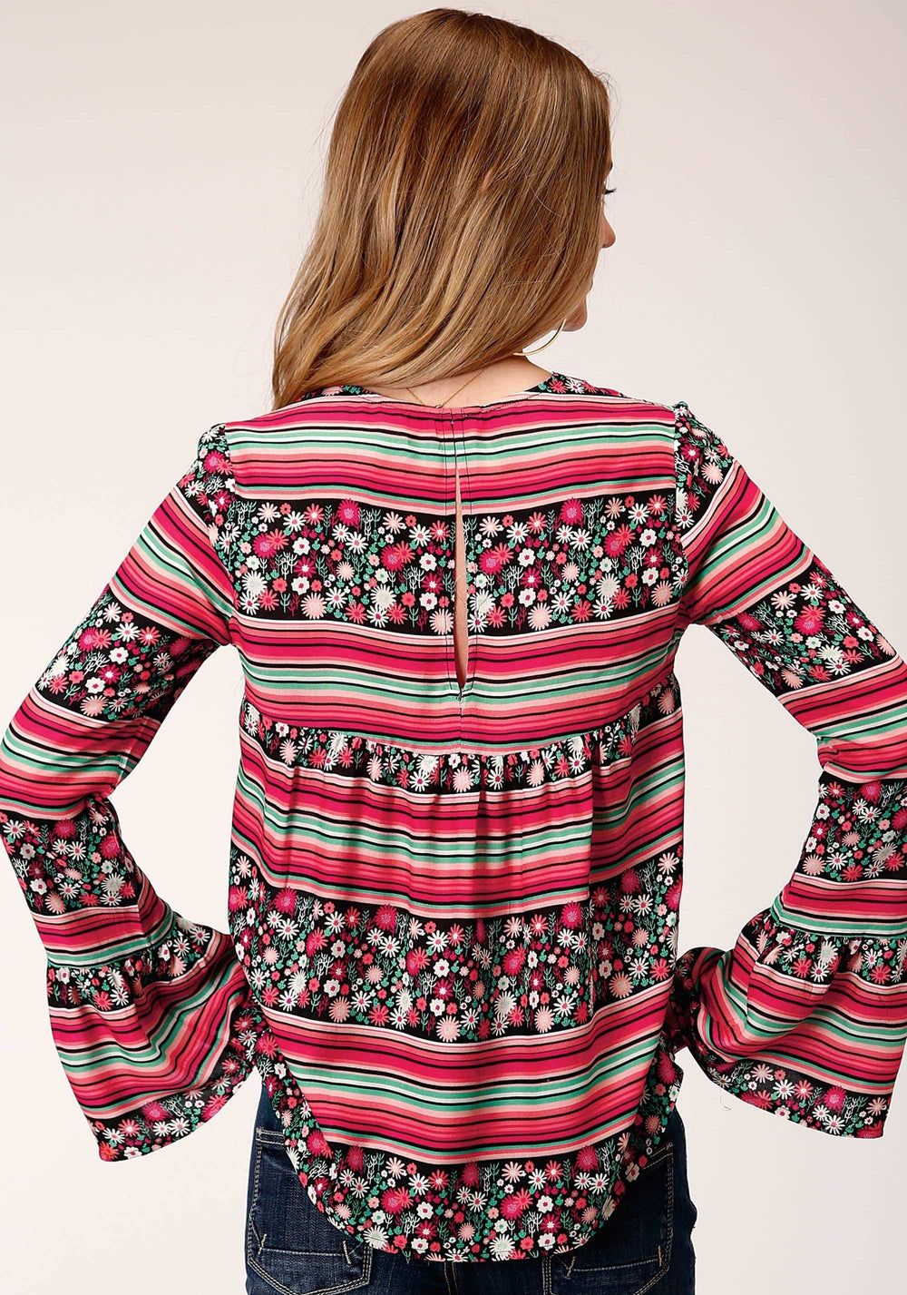 Roper Womens Long Sleeve Floral Print Rayon Peasant Blouse - Roper - Flyclothing LLC