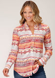Roper Womens Long Sleeve Aztec Print Rayon Western Shirt Blouse - Roper