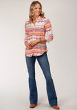 Roper Womens Long Sleeve Aztec Print Rayon Western Shirt Blouse - Roper