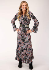 Roper Womens Long Sleeve Boho Paisley Print Poly Crepe Blouse - Roper - Flyclothing LLC