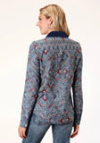 Roper Womens Long Sleeve Poly Crepe Tribal Border Print Blouse - Roper