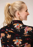Roper Womens Long Sleeve Snap Retro Rodeo Print Western Shirt Western Shirt - Roper - Flyclothing LLC