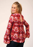 Roper Womens Long Sleeve Rayon Aztec Print Peasant Blouse - Roper - Flyclothing LLC