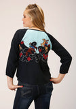 Roper Womens Long Sleeve Cowgirl Border Printed Rayon Blouse - Roper