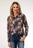 Roper Womens Long Sleeve Coral Floral Print Western Shirt Blouse - Roper