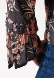 Roper Womens Long Sleeve Coral Floral Print Peasant Blouse - Roper