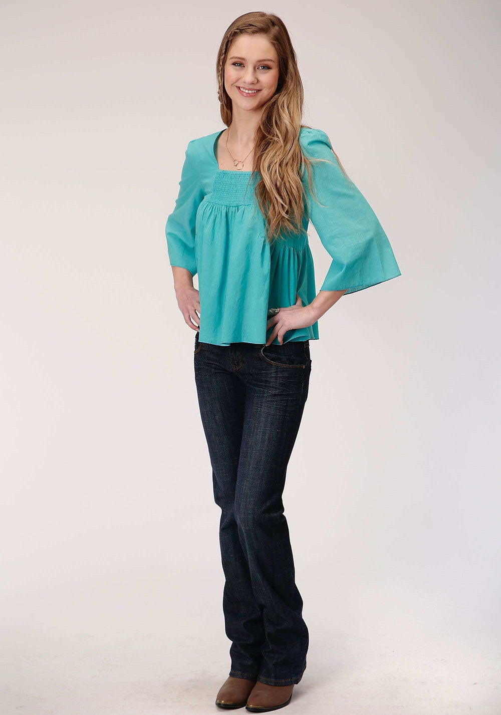 Roper Womens Long Sleeve Cotton Slub Blouse - Roper - Flyclothing LLC