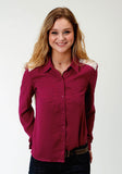Roper Womens Wine Long Sleeve Western Shirt - Roper