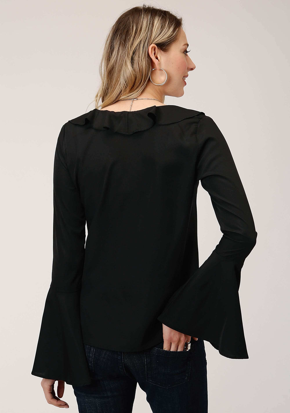 Roper Womens Long Sleeve Solid Poly Crepe Peasant Blouse - Roper - Flyclothing LLC