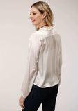 Roper Womens Long Sleeve Poly Satin Wrap Front Blouse - Roper