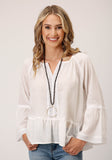 Roper Womens Long Sleeve Viscose Cotton Crepe Blouse - Roper