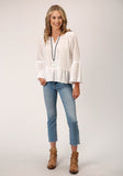 Roper Womens Long Sleeve Viscose Cotton Crepe Blouse - Roper