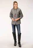 Roper Womens Long Sleeve Cotton Melange Y D Btn Frt Blouse - Roper