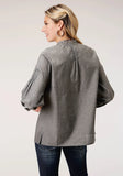 Roper Womens Long Sleeve Cotton Melange Y D Btn Frt Blouse - Roper