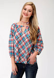 Roper Womens Long Sleeve Western Shirt Five Star Collection Fall I Desert Sunrise Plaid - Roper