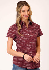 Roper Womens Long Sleeve Snap Texture Diamond Print Western Shirt - Roper - Flyclothing LLC
