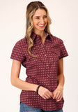 Roper Womens Long Sleeve Snap Texture Diamond Print Western Shirt - Roper