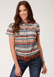 Roper Womens Long Sleeve Snap Sandstone Aztec Print Western Shirt - Roper